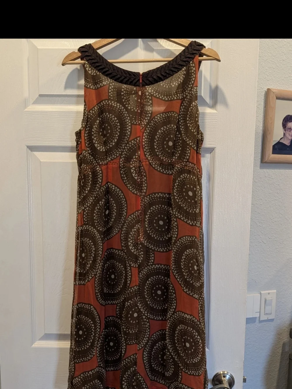 Tory Burch Red and Brown Printed Midi Dress size 10